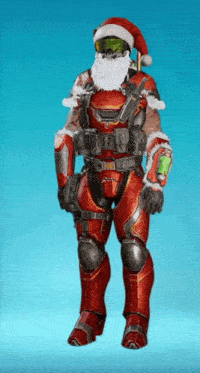 a soldier with a santa hat on his head and beard
