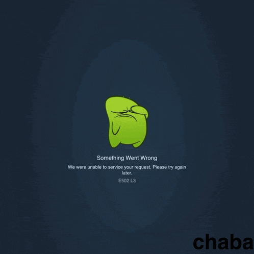 a cartoon character with a sad face and the words something went wrong on it