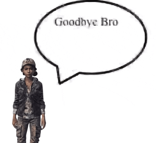 a person with a speech bubble that says goodbye bro on it