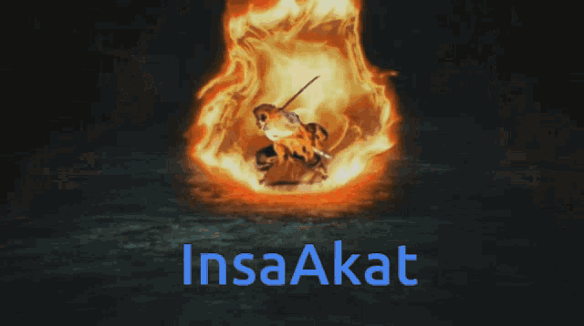 a picture of a fire with the word insaakat in blue