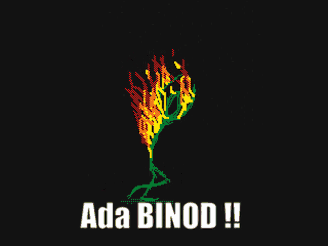 a stick figure with flames coming out of his head and the words ada binod written below it