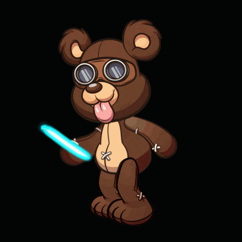 a teddy bear is holding a dead teddy bear