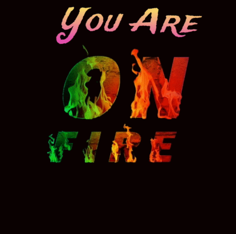 a sign that says you are on fire with flames
