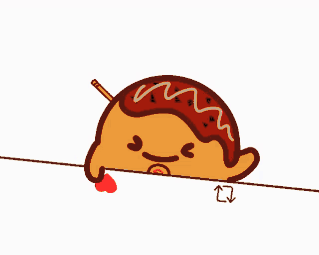 a cartoon drawing of a taco with a stick in its mouth
