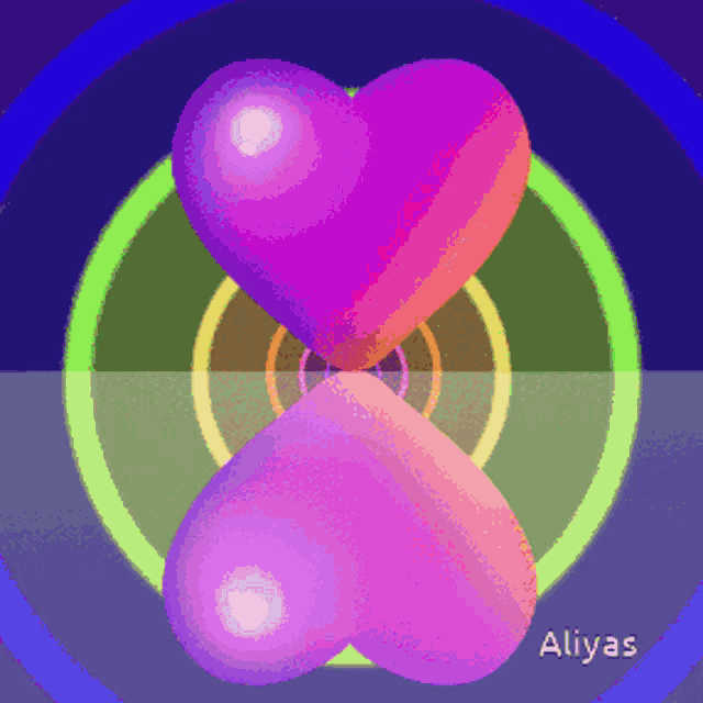a pixel art of two hearts with the name aliyas on the bottom