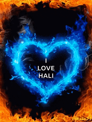 a poster that says i love hali with a blue heart in the middle