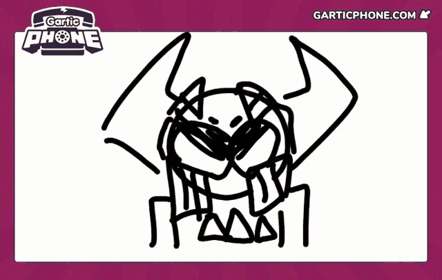 a drawing of a monster with horns and the words gartic phone on the bottom