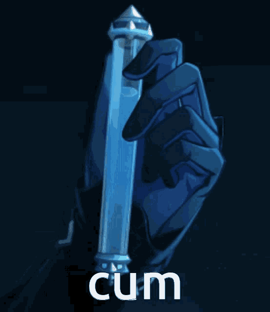 a hand is holding a bottle that says cum