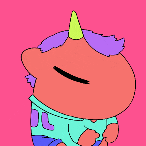 a cartoon drawing of a unicorn with a purple mane