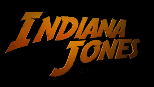 the indiana jones logo is shown on a dark background