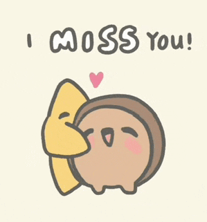 a cartoon drawing of a turkey holding a star and saying i miss you .