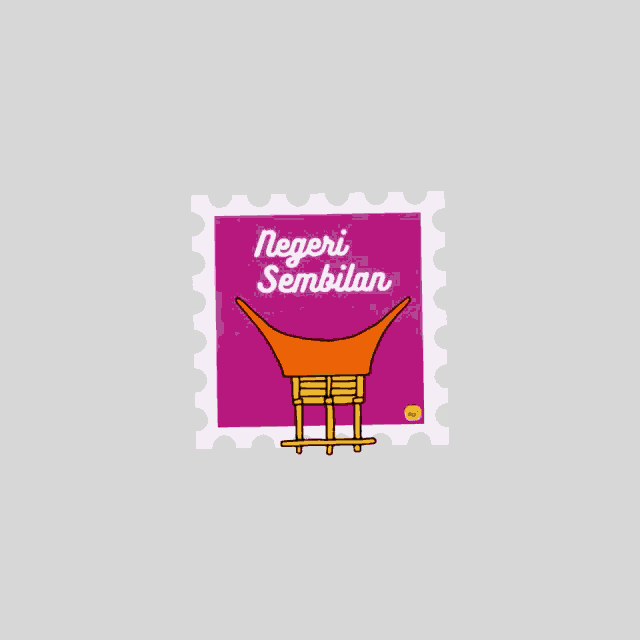 a pink postage stamp with negeri sembilan written on it
