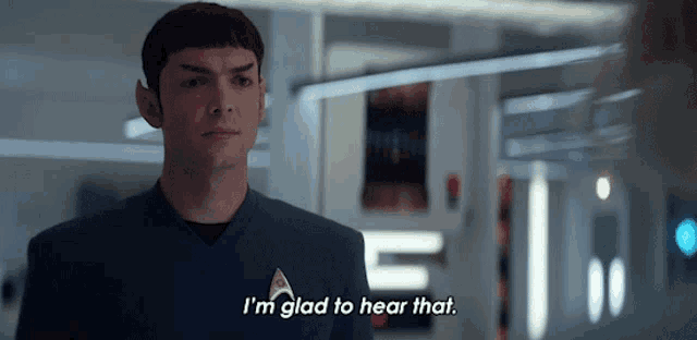 a man says i 'm glad to hear that in a hallway