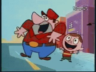 two cartoon characters are standing next to each other with the words cartoon network on the bottom right