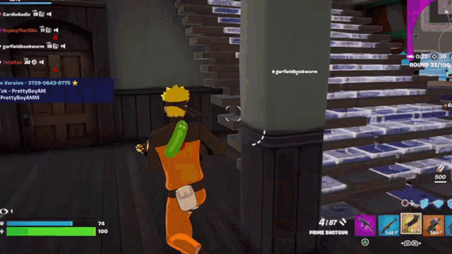 a person in a video game with a pickle on his back