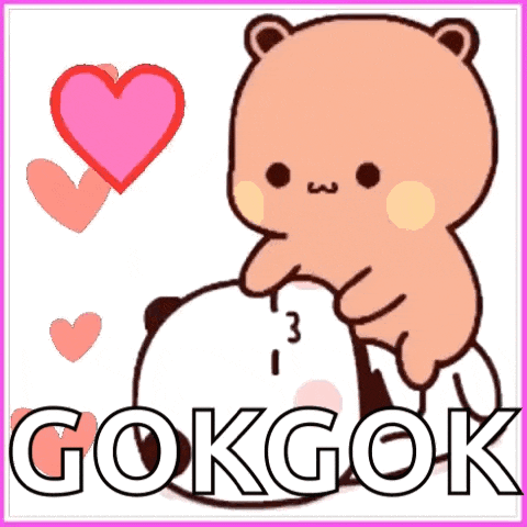a sticker that says i love gokgok with a bear hugging a panda