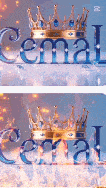 the word cemal is surrounded by flames and crystals