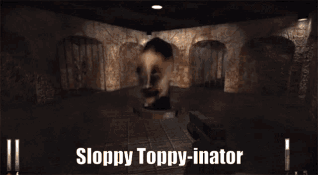 a screenshot of a video game with sloppy toppy-inator written on the bottom