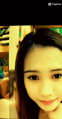 a close up of a woman 's face with the caption capcut at the bottom