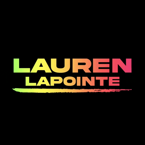 a colorful logo for lauren lapointe against a black background