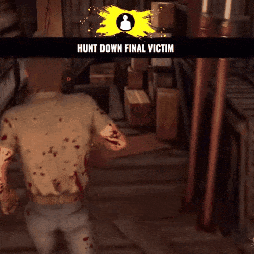 a screenshot of a game that says " hunt down final victim "
