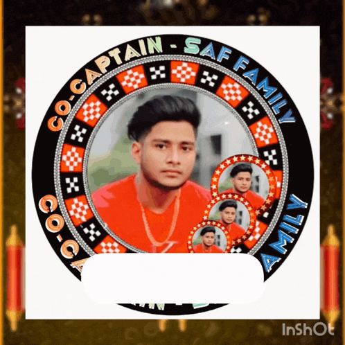 a picture of a young man in a circle that says co-captain saf family amily