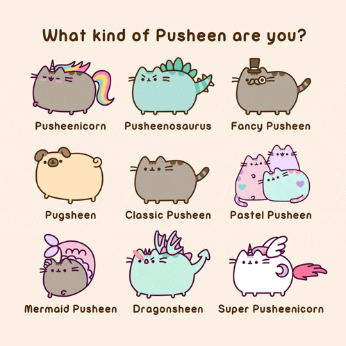 a poster that says what kind of pusheen are you on it
