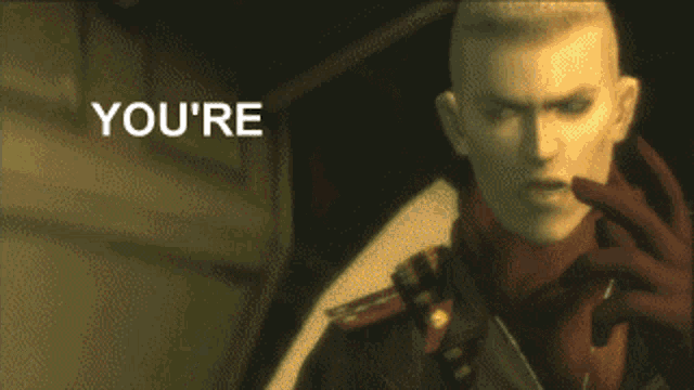 a man in a military uniform is talking on a cell phone with the words you 're above him