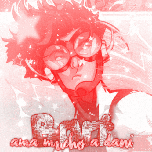 a picture of a boy with glasses and the words " ama mucho a dani " on it