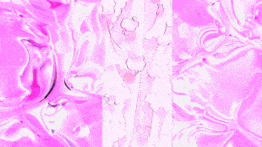 a drawing of a girl in a pink dress on a pink and white background .