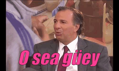 a man in a suit and tie says " o sea guiey "