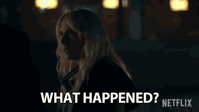 a woman in a dark room is asking what happened