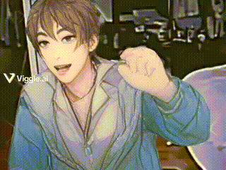 a man in a blue jacket is holding something in his hand