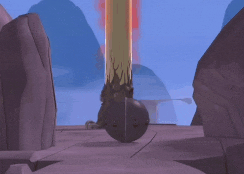 a computer generated image of a cartoon scene with a portal