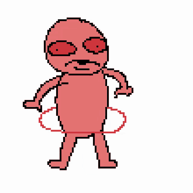 a pixel art drawing of a person with a hula hoop around their waist