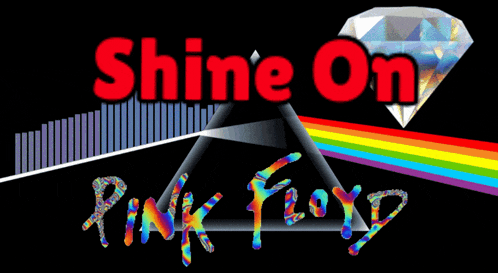 a pink floyd poster with a rainbow and a diamond