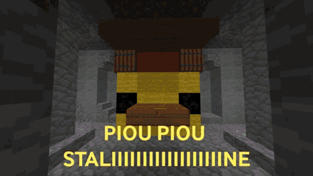 a picture of a duck in a cave with the words ppiou piouu sstalinee