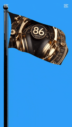a flag with the number 86 on it is on a pole