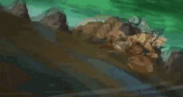 a cartoon character is laying on the ground with his fist in the air while wearing a hat .