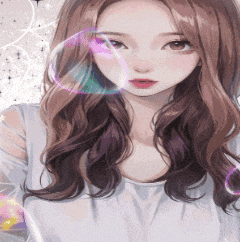 a drawing of a girl with long brown hair and a white shirt