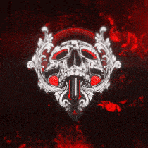 a skull is surrounded by a wreath of leaves and flowers