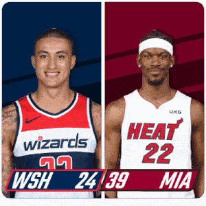 a wizards player and a heat player are shown side by side