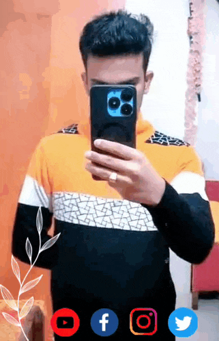 a man is taking a picture of himself in a mirror .