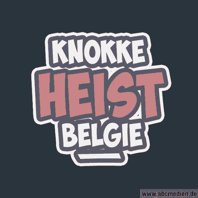 a logo that says knokke heist belgie on a dark blue background