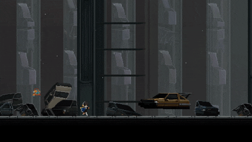 a pixel art of a car being destroyed