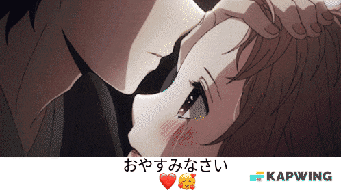 a picture of a man kissing a woman with the word kapwing underneath it