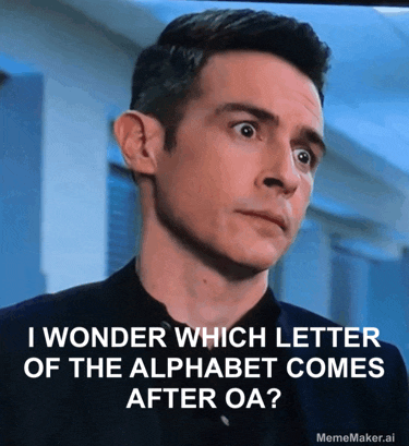 a man with a surprised look on his face says i wonder which letter of the alphabet comes after oa mememaker.ai