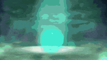 a pixel art drawing of a glowing blue object