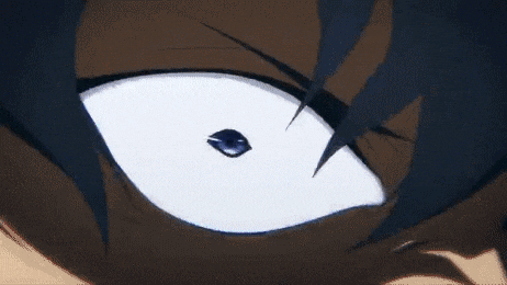 a close up of a person 's eyes with a blue pupil and a white eye .