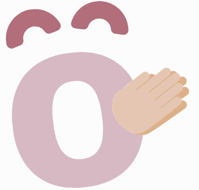 a purple letter o with a hand clapping on it